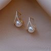 Wedding & Party Jewelry | Elegant Pearl Rhinestone Stud Earrings Gold – Womens