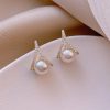 Wedding & Party Jewelry | Elegant Pearl Rhinestone Stud Earrings Gold – Womens