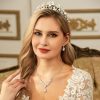 Wedding & Party Jewelry | Elegant Rhinestone Drop Earrings Necklace Jewelry Sets Silver – Womens