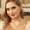 Wedding & Party Jewelry | Elegant Rhinestone Drop Earrings Necklace Jewelry Sets Silver – Womens