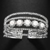 Wedding & Party Jewelry | Elegant Rhinestone/Pearl Cuff Bracelets Gold – Womens