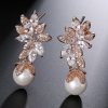 Wedding & Party Jewelry | Elegant Rhinestone/Pearl Drop Earrings Silver – Womens