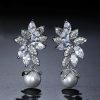 Wedding & Party Jewelry | Elegant Rhinestone/Pearl Drop Earrings Silver – Womens