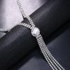 Wedding & Party Jewelry | Elegant Round Rhinestone Lariat Necklace Silver – Womens