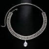 Wedding & Party Jewelry | Oval Rhinestone Choker Necklaces Silver – Womens