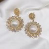 Wedding & Party Jewelry | Pearl Rhinestone Drop Earrings Gold – Womens