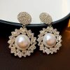 Wedding & Party Jewelry | Pearl Rhinestone Drop Earrings Gold – Womens