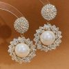 Wedding & Party Jewelry | Pearl Rhinestone Drop Earrings Gold – Womens