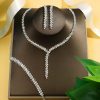 Wedding & Party Jewelry | Rhinestone Dangle Earrings & Lariat Necklace & Tennis Bracelet Jewelry Sets Silver – Womens