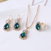 Wedding & Party Jewelry | Vintage Rhinestone Necklace Drop Earrings Rings Jewelry Sets Green – Womens