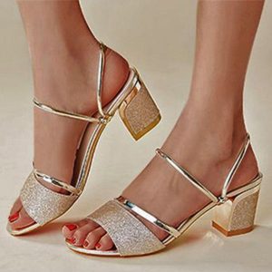 Wedding Shoes | Women’s Sandals Shoes Wedding Daily Cocktail Leather Block Heel Open Toe Casual Simple Color Block Slip On Shoes Gold – Womens