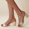 Wedding Shoes | Women’s Sandals Shoes Wedding Daily Cocktail Leather Block Heel Open Toe Casual Simple Color Block Slip On Shoes Gold – Womens