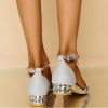 Wedding Shoes | Women’s Sandals Shoes Wedding Daily Cocktail Leather Low Heel Open Toe Color Block Buckle Shoes Gold – Womens