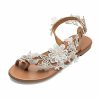 Wedding Shoes | Women’s Wedding Sandals Wedding Beach Faux Leather Flat Heel Open Toe Lace Boho Casual Slip On Shoes White – Womens