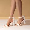 Wedding Shoes | Women’s Wedding Shoes Bowknot Rhinestone Ankle Strap Sandals Wedding Sandals Bridal Shoes Open Toe Block Heel Wedding Party Prom Evening Cocktail Shoes White – Womens