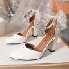 Wedding Shoes | Women’s Wedding Shoes Bowknot Rhinestone Block Heel Wedding Heels Bridal Shoes Junior Bridesmaid Shoes Elegant Point Toe Wedding Shoes Beige – Womens