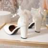 Wedding Shoes | Women’s Wedding Shoes Bowknot Rhinestone Block Heel Wedding Heels Bridal Shoes Junior Bridesmaid Shoes Elegant Point Toe Wedding Shoes Beige – Womens