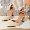 Wedding Shoes | Women’s Wedding Shoes Bowknot Rhinestone Block Heel Wedding Heels Bridal Shoes Junior Bridesmaid Shoes Elegant Point Toe Wedding Shoes Beige – Womens