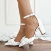 Wedding Shoes | Women’s Wedding Shoes Bowknot Wedding Heels Bridal Shoes Point Toe Block Heel Wedding Shoes White – Womens