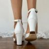 Wedding Shoes | Women’s Wedding Shoes Bowknot Wedding Heels Bridal Shoes Point Toe Block Heel Wedding Shoes White – Womens