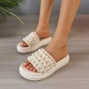 Wedding Shoes | Women’s Wedding Shoes Cloth Flat Heel Platform Open Toe Slippers Wedding Sandals Flatform Sandals Pearl Casual Honeymoon Wedding Beach Shoes Beige – Womens