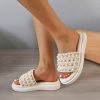 Wedding Shoes | Women’s Wedding Shoes Cloth Flat Heel Platform Open Toe Slippers Wedding Sandals Flatform Sandals Pearl Casual Honeymoon Wedding Beach Shoes Beige – Womens