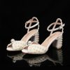 Wedding Shoes | Women’s Wedding Shoes Faux Leather Block Heel Peep Toe Wedding Sandals Bridal Shoes Pearl Elegant Wedding Party Cocktail Shoes Ivory – Womens