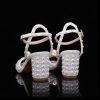 Wedding Shoes | Women’s Wedding Shoes Faux Leather Block Heel Peep Toe Wedding Sandals Bridal Shoes Pearl Elegant Wedding Party Cocktail Shoes Ivory – Womens