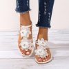 Wedding Shoes | Women’s Wedding Shoes Faux Leather Flat Heel Open Toe Wedding Sandals Flower Boho Wedding Beach Shoes White – Womens