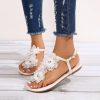 Wedding Shoes | Women’s Wedding Shoes Faux Leather Flat Heel Open Toe Wedding Sandals Flower Boho Wedding Beach Shoes White – Womens