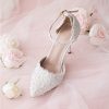 Wedding Shoes | Women’s Wedding Shoes Flower Pearl Lace Wedding Heels Bridal Shoes Point Toe Wedding Shoes White – Womens