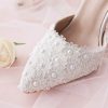 Wedding Shoes | Women’s Wedding Shoes Flower Pearl Lace Wedding Heels Bridal Shoes Point Toe Wedding Shoes White – Womens