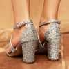 Wedding Shoes | Women’s Wedding Shoes Glitter Block Heel Open Toe Wedding Sandals Bridal Shoes Elegant Party Prom Evening Cocktail Shoes Gold – Womens