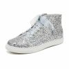 Wedding Shoes | Women’s Wedding Shoes Glitter Flat Heel Round Toe Bridal Shoes Wedding Sneakers Lace-up Rhinestone Wedding Shoes White Smoke – Womens