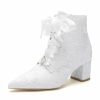 Wedding Shoes | Women’s Wedding Shoes Lace Bridal Shoes Wedding Boots Lace-up Rhinestone Chunky Heel Block Heel Vintage Shoes White – Womens