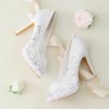 Wedding Shoes | Women’s Wedding Shoes Lace High Heel Platform Peep Toe Wedding Heels Bridal Shoes Elegant Simple Wedding Evening Shoes White – Womens