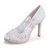 Wedding Shoes | Women’s Wedding Shoes Lace High Heel Platform Peep Toe Wedding Heels Bridal Shoes Elegant Simple Wedding Evening Shoes White – Womens