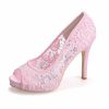 Wedding Shoes | Women’s Wedding Shoes Lace High Heel Platform Peep Toe Wedding Heels Bridal Shoes Elegant Simple Wedding Evening Shoes White – Womens