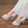 Wedding Shoes | Women’s Wedding Shoes Lace High Heel Platform Peep Toe Wedding Heels Bridal Shoes Elegant Simple Wedding Evening Shoes White – Womens