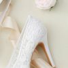 Wedding Shoes | Women’s Wedding Shoes Lace High Heel Platform Peep Toe Wedding Heels Bridal Shoes Elegant Simple Wedding Evening Shoes White – Womens