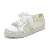 Wedding Shoes | Women’s Wedding Shoes Lace Satin Bridal Shoes Wedding Sneakers Rhinestone Flat Heel Shoes White – Womens