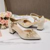 Wedding Shoes | Women’s Wedding Shoes Lace Satin Chunky Heel Block Heel Point Toe Wedding Heels Bridal Shoes Pearl Elegant Wedding Party Evening Shoes Apricot – Womens