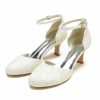 Wedding Shoes | Women’s Wedding Shoes Lace Satin High Heel Closed Toe Wedding Heels Bridesmaid Shoes Ankle Strap Heels Elegant Vintage Wedding Buckle Shoes Ivory – Womens