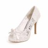 Wedding Shoes | Women’s Wedding Shoes Lace Satin High Heel Platform Peep Toe Wedding Heels Bridal Shoes Bowknot Cute Elegant Vintage Wedding Shoes White – Womens