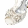 Wedding Shoes | Women’s Wedding Shoes Lace Satin High Heel Platform Peep Toe Wedding Sandals Bridal Shoes Pearl Rhinestone Elegant Wedding Shoes Ivory – Womens