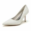 Wedding Shoes | Women’s Wedding Shoes Lace Satin High Heel Point Toe Wedding Heels Bridesmaid Shoes Elegant Simple Wedding Work Party Evening Shoes White – Womens