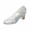 Wedding Shoes | Women’s Wedding Shoes Lace Satin High Heel Round Toe Wedding Heels Bridal Shoes Flower Rhinestone Lace Elegant Vintage Wedding Shoes Silver – Womens