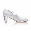 Wedding Shoes | Women’s Wedding Shoes Lace Satin High Heel Round Toe Wedding Heels Bridal Shoes Flower Rhinestone Lace Elegant Vintage Wedding Shoes Silver – Womens