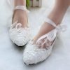 Wedding Shoes | Women’s Wedding Shoes Lace-Up Wedding Flats Bridal Shoes Junior Bridesmaid Shoes Elegant Round Toe Wedding Shoes White – Womens