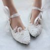 Wedding Shoes | Women’s Wedding Shoes Lace-Up Wedding Flats Bridal Shoes Junior Bridesmaid Shoes Elegant Round Toe Wedding Shoes White – Womens